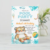 Tiger Pool Party Birthday Invitation 招待状 (スタンド正面)