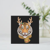 Tiger Reindeer Christmas Animal With Antlers Xmas  シーズンカード (スタンド正面)