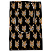 Tiger Reindeer Christmas Animal With Antlers Xmas  ミディアムペーパーバッグ (正面)