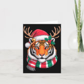 Tiger Reindeer Christmas Santa Hat Tiger Xmas  カード (正面)