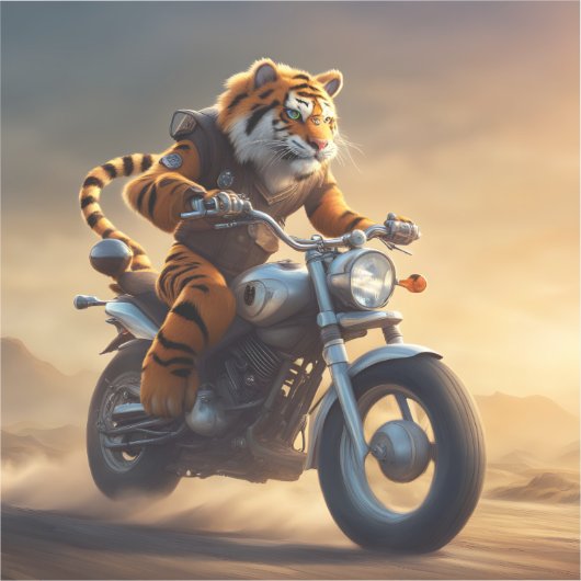 Tiger riding a motorcycle シール (正面)