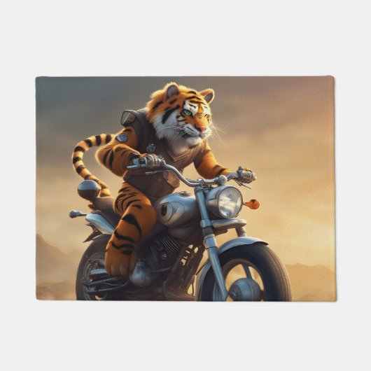 Tiger riding a motorcycle ドアマット (正面)