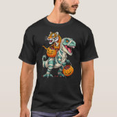 Tiger Riding Mummy T-Rex Dinosaur Halloween Tシャツ (正面)