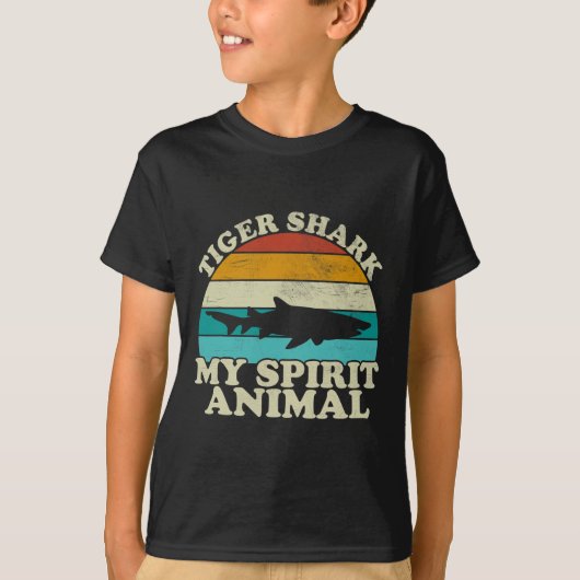 Tiger Shark My Spirit Animal -ヴィンテージ魚釣り Tシャツ (正面)