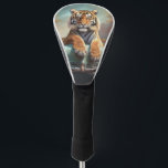 Tiger sitting on a sports car  ゴルフヘッドカバー<br><div class="desc">Tiger sitting on a vintage sports car</div>