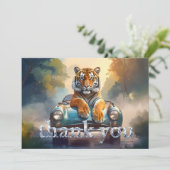 Tiger sitting on a sports car  サンキューカード (スタンド正面)