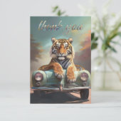 Tiger sitting on a sports car  サンキューカード (スタンド正面)