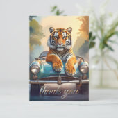 Tiger sitting on a sports car  サンキューカード (スタンド正面)