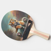 Tiger sitting on a sports car  卓球ラケット (横)