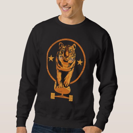 Tiger Skateboard Wildlife Animal Zoo Zookeeper スウェットシャツ (正面)