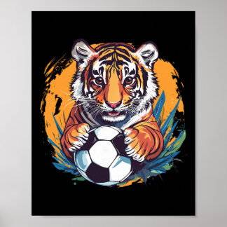 Tiger Soccer Byll Fierce Jungle Animal  ポスター