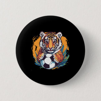 Tiger Soccer Byll Fierce Jungle Animal  缶バッジ