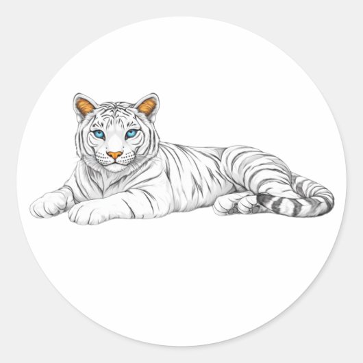 tiger sticker. Bright burning eyes are watching  ラウンドシール (正面)