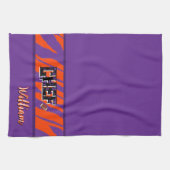 Tiger Stripe Purple Orange Football Design キッチンタオル (横)