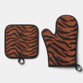 Tiger Stripe Wild Pattern 鍋つかみ&鍋敷きセット (正面)