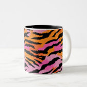 Tiger Stripes Animal Print Colorful y2k Chic Name ツートーンマグカップ (正面右)