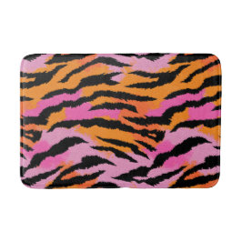 Tiger Stripes Animal Print Lavender& Orange Girly バスマット