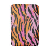 Tiger Stripes Animal Print Lavender& Orange Girly バスマット (正面縦)