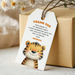 Tiger Stripes Cute Safari 1st Birthday Thank You ギフトタグ