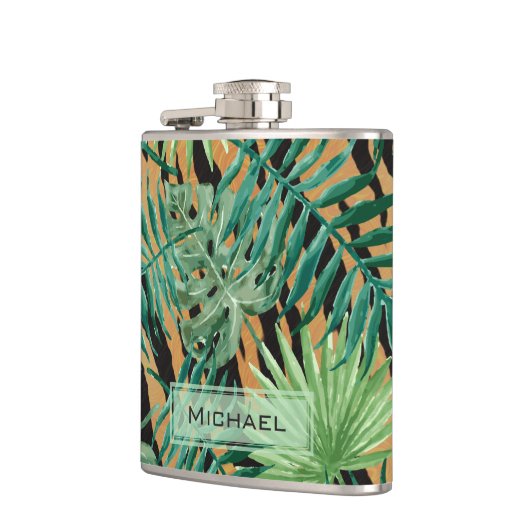 Tiger Stripes Jungle Camouflage Personalised フラスク (左)