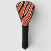 Tiger Stripes Orange White Black Pattern ゴルフヘッドカバー (正面)