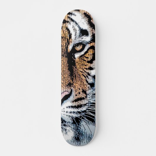 Tiger stripes Portrait in Graphic Press Style スケートボード (正面)