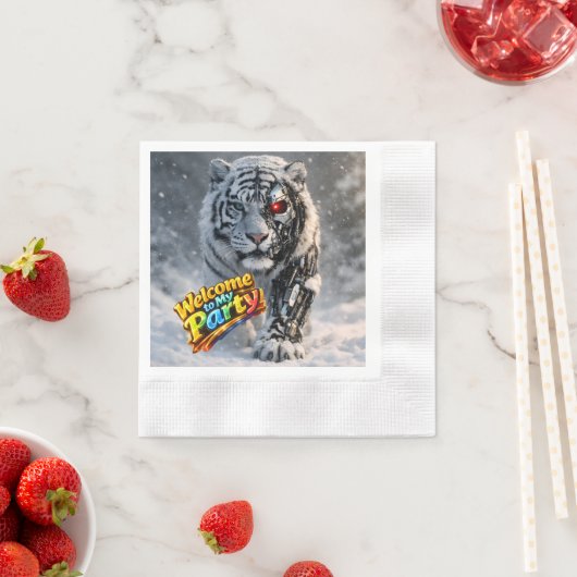 Tiger tech themed birthday party napkins 縁ありカクテルナプキン (インサイチュ)