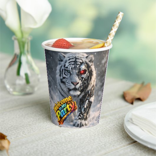 Tiger tech themed birthday party paper cup 紙コップ (インサイチュ)