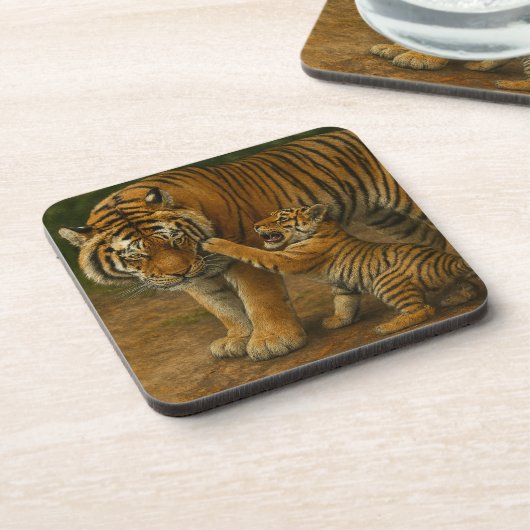Tiger Tenderness - Parent and Cub in Forest コースター (左側)