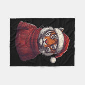 Tiger Ugly Sweater Santa Hat Christmas  フリースブランケット (正面(横))
