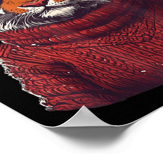 Tiger Ugly Sweater Santa Hat Christmas  ポスター (角)