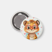 Tiger Valentine's Day Heart Badge Kids School  マグネット (正面/裏面)