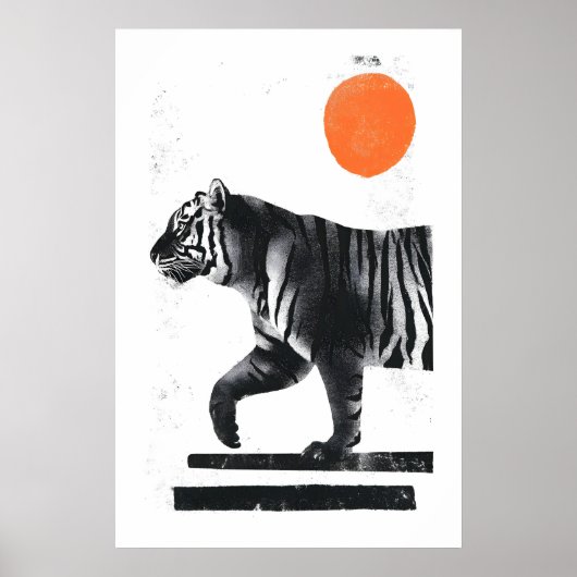 Tiger Wall Art Minimalist Ink Style - Modern ポスター (正面)