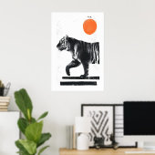 Tiger Wall Art Minimalist Ink Style - Modern ポスター (ホームオフィス)