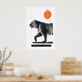 Tiger Wall Art Minimalist Ink Style - Modern ポスター (キッチン)