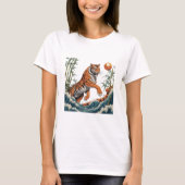 Tiger Wave Art - Ukiyo-e Bamboo Sunset Design Tシャツ (正面)