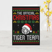 Tiger Wearing Santa Hat Xmas Lights Merry Christma カード (黄色い花)