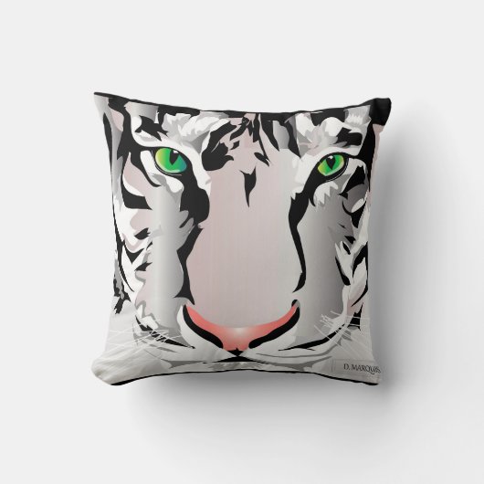 TIGER-WHITE/GREY THROW PILLOW- クッション (正面)