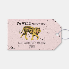 Tiger Wild About You Valentine Kids Classroom ギフトタグ