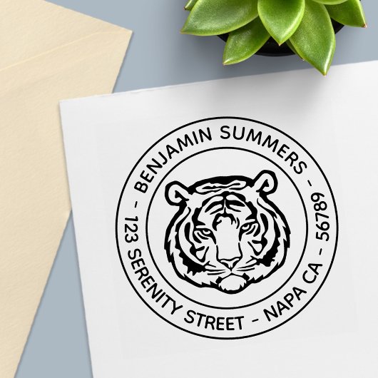 Tiger, Wild Cat Round Address セルフインキングスタンプ