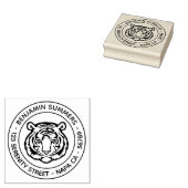 Tiger, Wild Cat Round Address ラバースタンプ (押印)