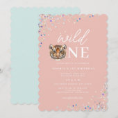 Tiger Wild One Celebration 1歳の誕生日パーティー  招待状 (正面/裏面)