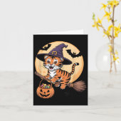 Tiger Witch Hat Pumpkin Halloween Costume Men Wome カード (黄色い花)