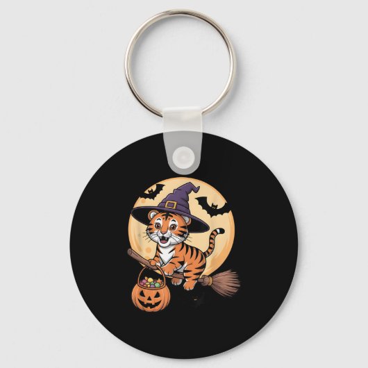 Tiger Witch Hat Pumpkin Halloween Costume Men Wome キーホルダー (正面)