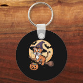 Tiger Witch Hat Pumpkin Halloween Costume Men Wome キーホルダー (正面)