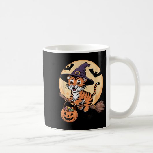 Tiger Witch Hat Pumpkin Halloween Costume Men Wome コーヒーマグカップ (右)