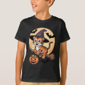 Tiger Witch Hat Pumpkin Halloween Costume Men Wome Tシャツ (正面)