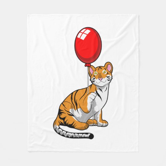 Tiger with Balloon フリースブランケット (正面)