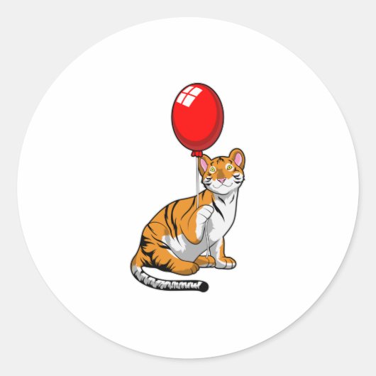 Tiger with Balloon ラウンドシール (正面)
