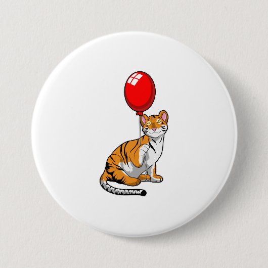 Tiger with Balloon 缶バッジ (正面)